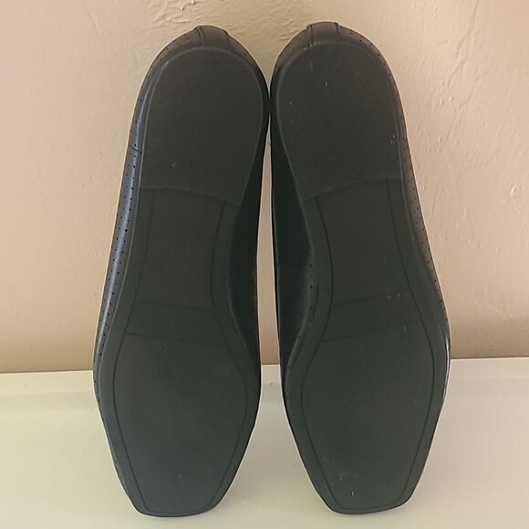 Nordstrom Ashton Perforated Leather Ballet Flat Square Toe With Bow Size 8 - Picture 10 of 14